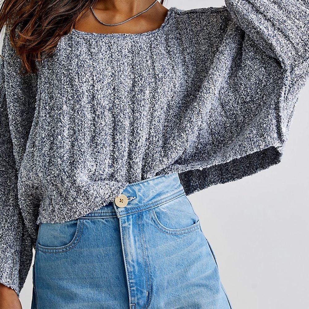 Free People Good Day Knit Pullover Charcoal XS NWT